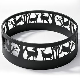 36in Fire Ring, Elk Pattern, Round, Iron