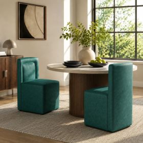 Set of 2 Green PU Upholstered Dining Chairs, Fully Assembled,400lbs Capacity