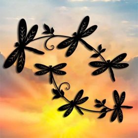 CIFbuy Iron Dragonfly & Vine Wall Art, Farmhouse Style Wall Hanging, Nature Theme Home Decor (TikTok, Temu: Self-pickup available)