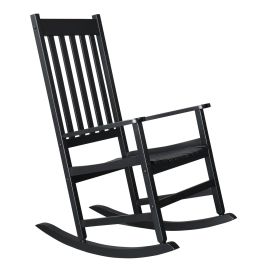 Outdoor Wood Rocking Chair, Wooden Patio Rocking Chair with Comfortable Backrest, Weatherproof Patio Rocker for Patio Garden Yard Balcony Poolside