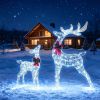 Lighted Christmas Reindeer Decorations, Cold White LED Pre-Lit Xmas Reindeer Set with Glittered Fabric
