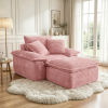 Oversized Sofa Chair and a Half with Deep Seat & Movable 2-Layer Ottoman Set, Cloud Sofa Bed with Chaise