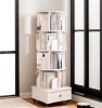 Rotating Bookshelf with Drawer, 360 Display 5 Tier Corner Bookshelf for Small Space, Floor Standing Bookcase Storage Rack