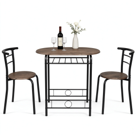 Ban on AM Sales1 Table 2 Chairs Dining Table Set, Oval MDF Tabletop, Black Metal Frame, KD Knock Down Modern Dining Furniture