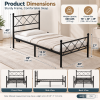 78"40" Twin Metal Platform Bed Frame, X-Design Headboard & Footboard with LED Lights, USB & Type-C Charging, Heavy-Duty Steel Slats