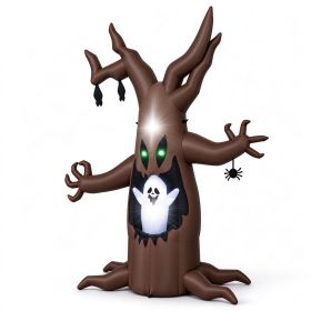 8FT Animated Halloween Inflatable Tree with Pop-Up Ghost Built-in LEDs Blow Up Yard Decoration for Outdoor Garden Holiday Decor