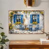 CIFbuy Vintage Greek Caf | Blue Door Floral Metal Tin Sign Heavy-Duty Waterproof Rustproof Iron Poster 11.81x7.87Inch Retro Wall Art H TikTok, TikTok