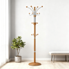 73" Tall Chrome and Wood Coat Rack, Oak finish