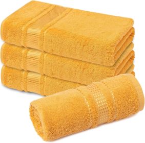 4 Piece Washcloths, 12x12 in Turkish Soft Wash Cloth Set, Small Hand Towels, Rags for Face and Body, (Light Yellow Washcloths)