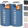 100L 2-Pack Large Laundry Basket, Collapsible Laundry Hamper with Aluminum Handles