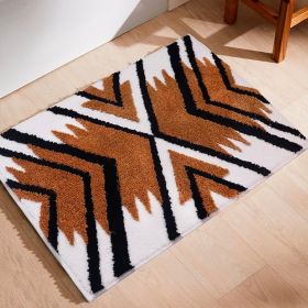 White Boho Bathroom Rugs Aztec Bath Mat Non Slip Microfiber Absorbent Bath Mat Washable Farmhouse Carpet for Shower Kitchen Western Bathroom Decor