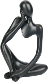 Resin Statue Thinker Style Decoration Abstract Sculptures Collectible Figurines for Home Decor Modern Office Shelf Desktop(Black Left.