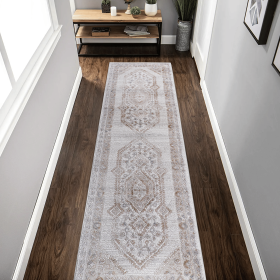 LOOM & LUXE Collection 2X8 Cream/Ivory/Bordered Non-Shedding Living Room Bedroom Dining Home Office Stylish and Stain Resistant Area Rug