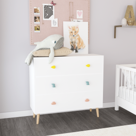 Kids 3 Drawer Dresser, Baby Nightstand for Bedroom, Storage Cabinet for Toddler Child for Living Room, Toddler Room, Nursery, Closet