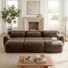 3-Seater Soft Plush Fabric,32D High Density Spong,Movable Ottoman Free Combination,No Assembly Required Bottom Anti-Slip Design