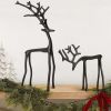 Christmas Decorations - Set of 2 Black Reindeer Statues - Modern Aluminum Alloy Xmas Figurines - Elegant Indoor Holiday Decor - Table Centerpieces - I
