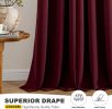Burgundy Red Blackout Curtains for Bedroom Living Room 63 Inches Long 2 Panels