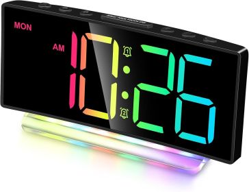 Extra Loud Alarm Clock for Heavy Sleepers Adults,Teens,Kids,Rainbow Clock for Bedrooms,Small Bedside Digital Clock with Large Display