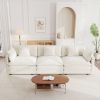 Mid-Century Modern Couch 3-Seater Sofa with 2 Armrest Pillows and 3 Toss Pillows, Couch for Living Room White Chenille