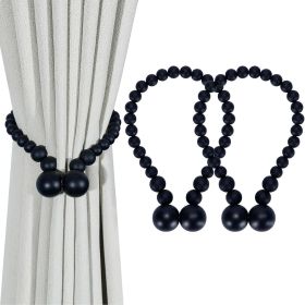 Magnetic Curtain Tiebacks, Curtain Tie Backs for Curtains 2 Pack, Wood Bead Curtain Tiebacks, Curtain Holders for Boho Bedroom Decor