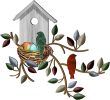 Birds Wall Metal Decor Outdoor Art Hanging Metal Tree with Birdhouse for Living Room Tree Leaf Wall Decor for Indoor Outdoor Garden(White)