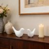 Set of 2 Small Ceramic Birds Statue, Home Modern Style Animal Sculptures, Decorative Figurine Ornaments for Office Desktop, Bookshelf, Coffee Table