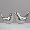 Small Birds Statues Gold Home Decor Modern Style Figurine Decorative Ornaments for Living Room, Bedroom, Office Desktop, Cabinets (M&L, Silver)