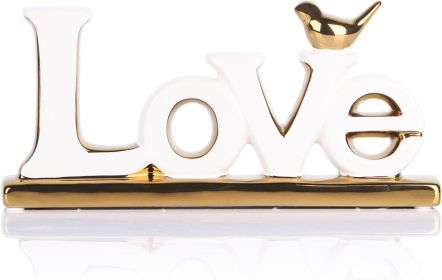 Love Sign Decoration,White and Gold Love Signs for Home Decor Statue,Modern Bird Sculpture Personalized Love Decor