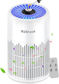 H13 True HEPA Air Purifier with Remote Control, Night Light, Timer, Sleep Mode, Quiet Air Cleaner for Baby, Living Room, Kitchen (White)