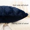 Dark Blue Throw Pillow Covers 18x18 Set of 2 Decorative Farmhouse Couch Throw Pillows Boho Shells Cute Soft Plush Wool Winter Pillowcases for Bedroom