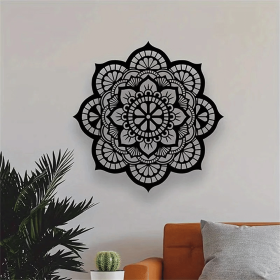 CIFbuy 3D Geometric Line Metal Wall Art Handcrafted Boho Chic Large Mandala Flower Hanging Sculpture for Living Room Bedroom Aesthetic Room Decor (Tik