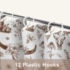 Western Cow Skull Shower Curtain, Brown Rustic Country Farmhouse Tribal Abstract Wildflower Shower Curtains