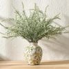Ceramic Vintage Vase, 5.83 Inch Yellow Rose Chinoiserie Floral Vase, Rustic Farmhouse Vases for Bouquet, Home Decor, Living Room, Bookshelf, Garden