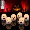 DRomance Halloween Ghost Lights Flameless Candles Battery Operated with Remote and Timer 6 Pack Spooky White LED Votive Candles Dimmable Light Hallowe