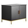 Cat Litter Box Enclosure Furniture, 27.6 in Hidden Litter Box Cabinet with Metal Legs & Handle, Modern Style Cat Washroom House End Table