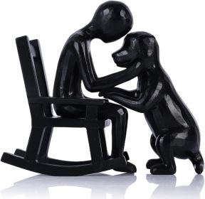 Man and Dog Figurine, Dog Memorial Gifts for Loss of Dog, Dog Sculpture Home Decor, Decorative Figurines for Shelves, Bookshelf, TV Stand