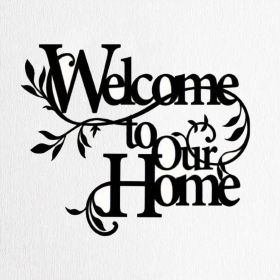 CIFbuyâ„¢ Iron "Welcome to Our Home" Floral Wall Art, Cozy Style Wall Hanging, Entryway Home Decor (TikTok, Temu: Self-pickup available)