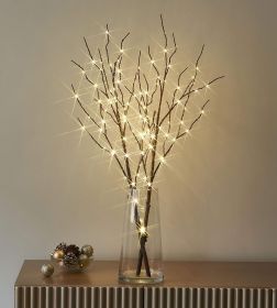 Lighted Brown Willow Branches 32IN 100 LED with Timer Battery Operated