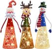 Lighted Christmas Table Decorations, Set of 3 Indoor LED Lighting Santa Snowman Reindeer Xmas Holiday Party Tabletop Desk Ornament & Candleholders