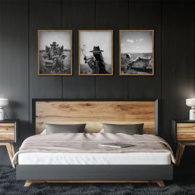 Vintage Black and White Western Cowboy Wall Art Set of 3, Retro Southwestern Wall Decor