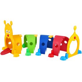 Caterpillar Tunnel for Kids, Outdoor Indoor Climb and Crawl Through, Play Equipment for Toddler,Boys,Girls,Baby 3-6, 4 Sections, for Daycare