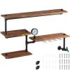 Pipe Shelving, Industrial Floating Shelves with 4-Tier Solid Wood Planks, Modern Rustic Floating Shelves Wall Mounted
