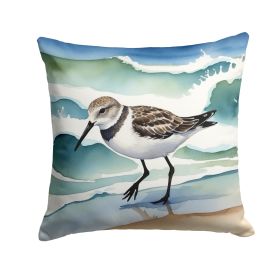 Sanderling Racing the Tide Throw Pillow Machine Washable, Indoor Outdoor Decorative Pillow for Couch, Bed or Patio, 18Hx18W