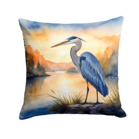 Blue Heron in the Golden Hour Throw Pillow Machine Washable, Indoor Outdoor Decorative Pillow for Couch, Bed or Patio, 14Hx14W