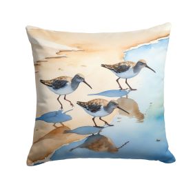 Sandpipers Throw Pillow Machine Washable, Indoor Outdoor Decorative Pillow for Couch, Bed or Patio, 18Hx18W