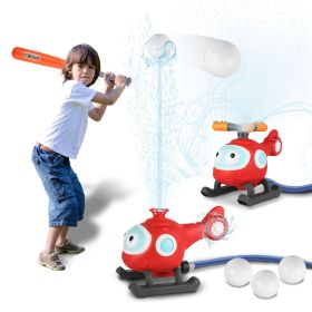 2 In 1 Water Sprinkler Baseball Helicopter Toy for Kids 360Â°Rotating Water Tee Ball Set for Backyard Lawn Pool Party Outdoor Summer Game for 3+ Years