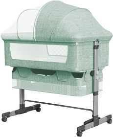 Baby Bassinet Bedside Sleeper 3 in 1 Bedside Crib, Adjustable Portable Bed for Infant/Baby/Newborn,with Mosquito Nets, Large Storage Bag