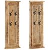 Coat Rack Set of 2 Brown Solid mango wood Medium