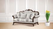 Gloria Traditional Style button tufted Loveseat Ivory