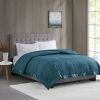 Lightweight Down Alternative Blanket with Satin Trim Teal King